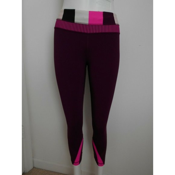 Lululemon Crop Leggings Activewear Yoga Pants Women's size 4 XS Burgundy Plum - Picture 2 of 7